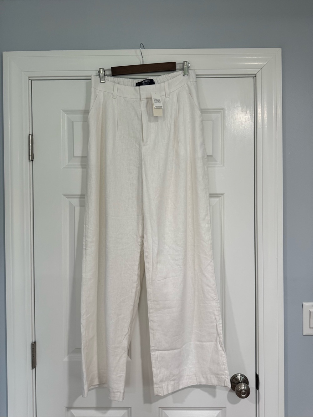 Hollister White Wide Leg Linen-Blend Pants